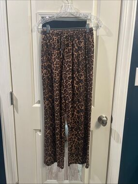 Daisy Leopard-Print Wide Leg Pants - Brown & Black